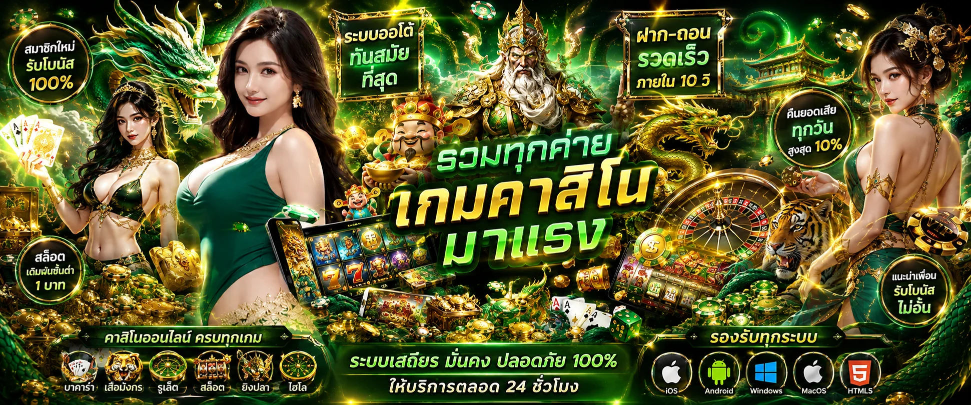 โต๊ะคาสิโนออนไลน์ FINIX77 บาคาร่าสด รูเล็ต เสือมังกร